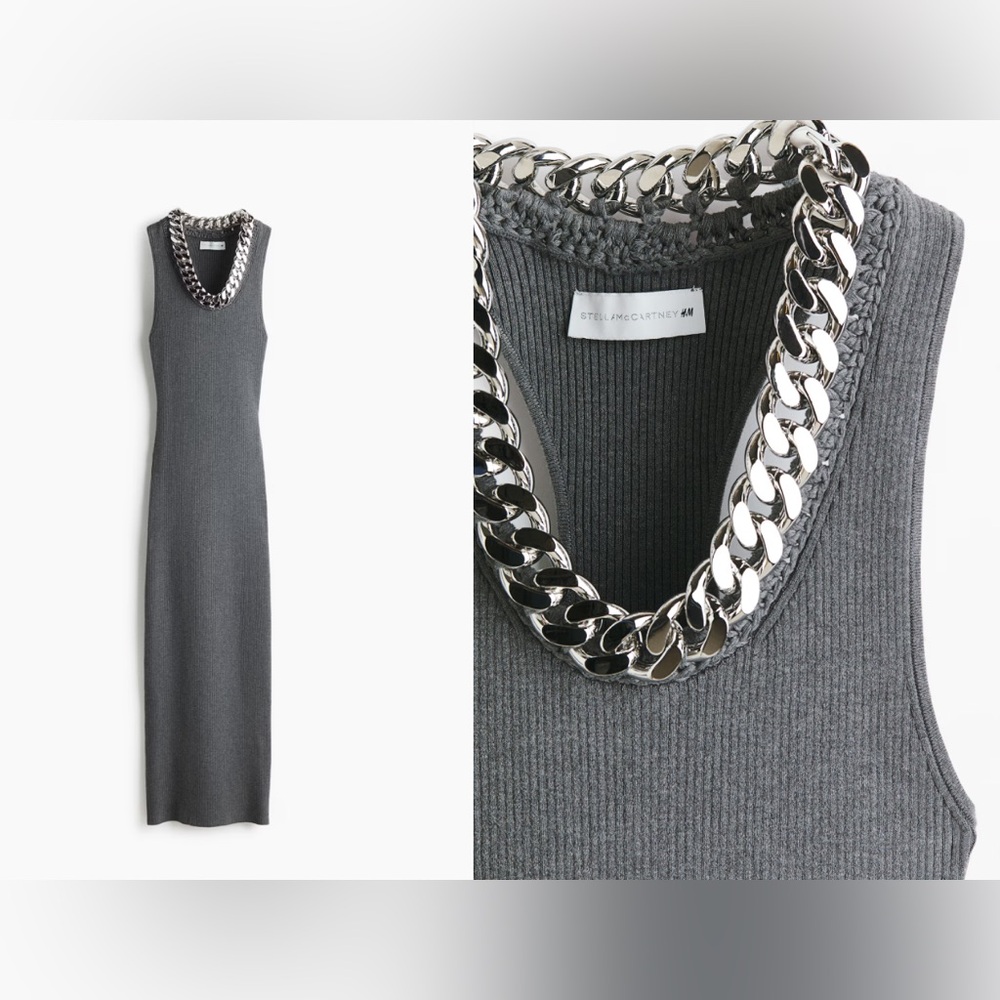 Stella McCartney H&M - Chain-Detail Ribbed Dress - Size M, NWT